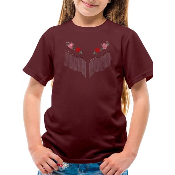Flower Embroidery T-Shirt Juniors -Image by Shutterstock,  x-Small