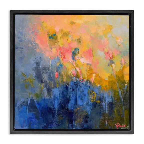 Stupell Industries Modern Radiant Abstract Impression Black Floating Frame Canvas Art, 18 x 18, by Patrick Dennis