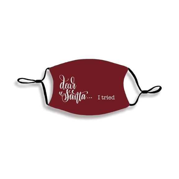 Dear Santa Black One Size Fabric Fashion Face Covering Mask