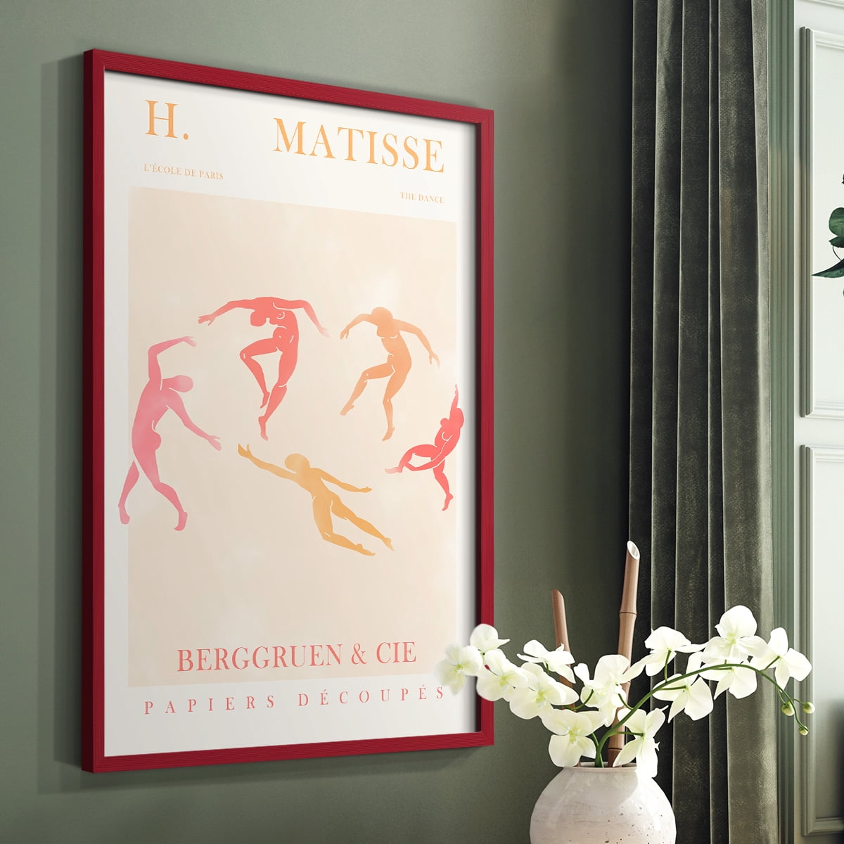 Matisse CDXCI in Red Solid Wood Framed Print No Nail Hanging