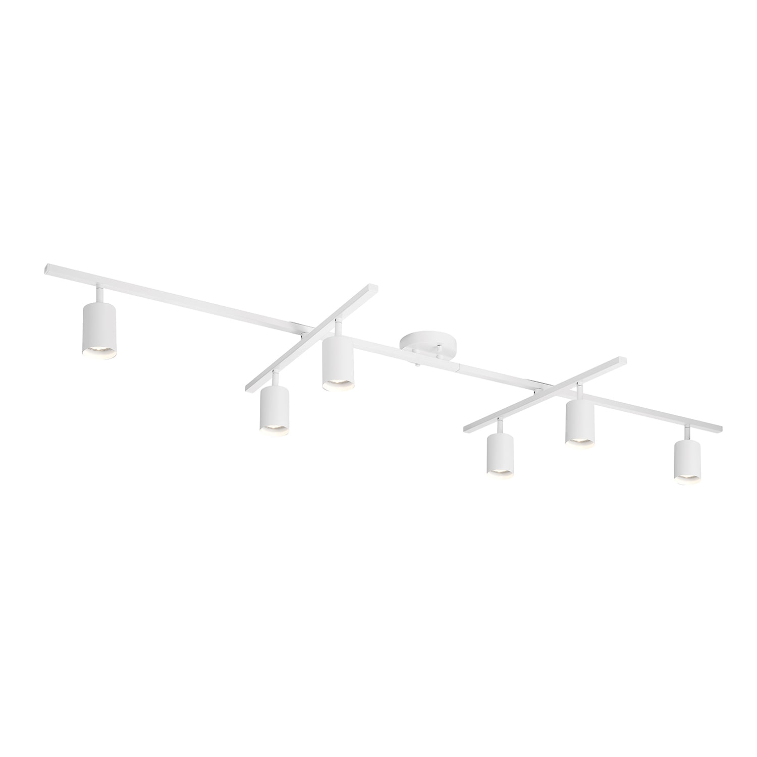 Globe Electric 64" Minimalist 6-Light Matte White Track Light Swivel Bars Pivoting Track Heads