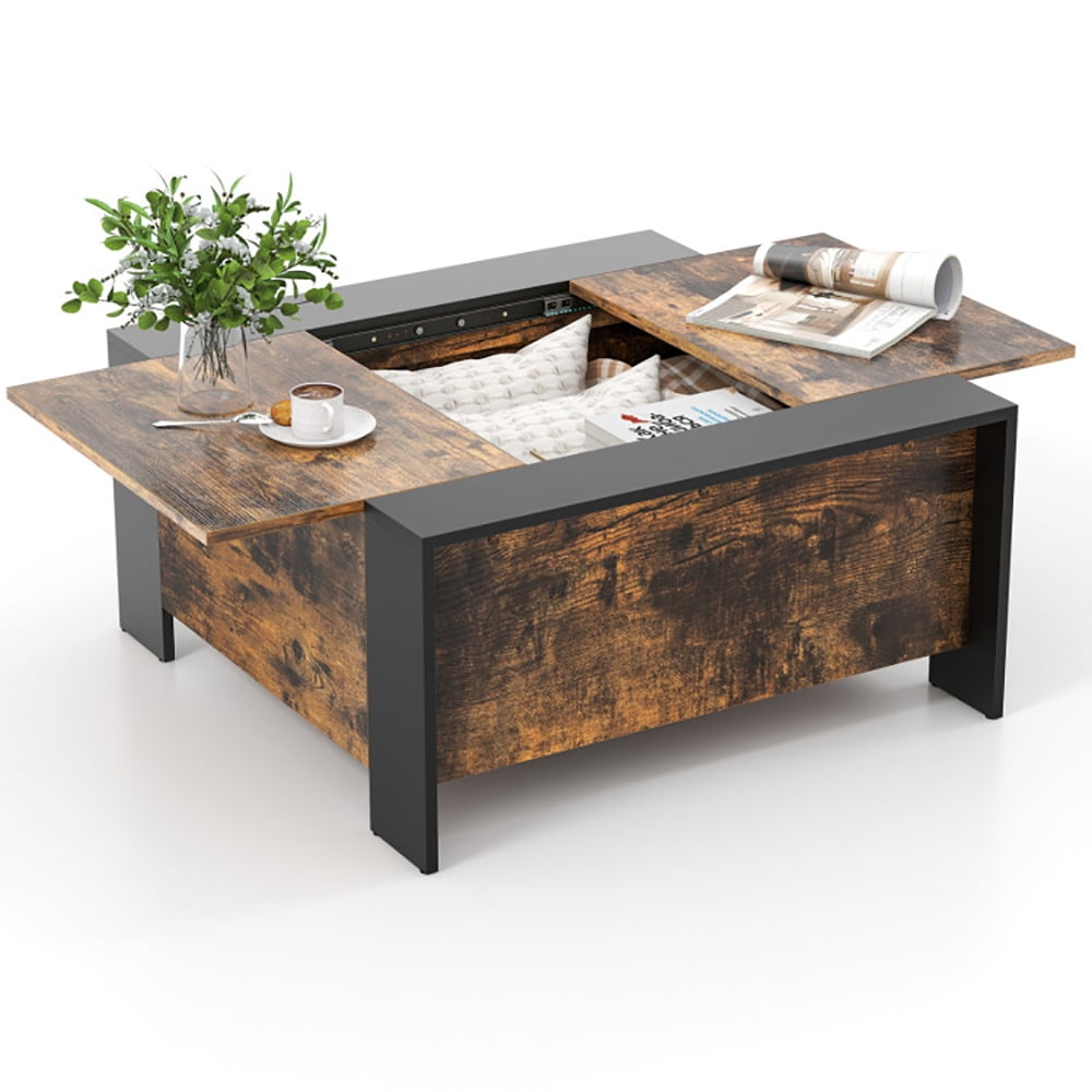 Finihen Coffee Table, 36.5 Inch Coffee Table with Sliding Top and Hidden Compartment, for Living Room, Reception Room, Office, Walnut Finihen Coffee Table, 36.5 Inch Coffee Table with Sliding Top and Hidden Compartment, for Living Room, Reception Room, Office, Walnut