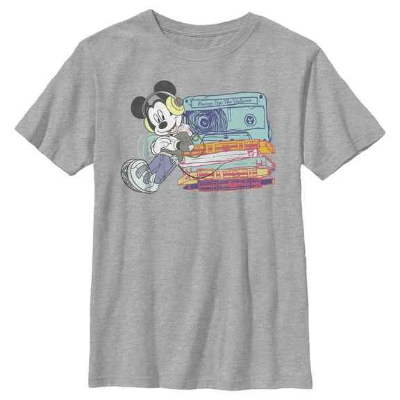 Boy's Mickey & Friends Mickey Mouse Pump Up the Volume  Graphic Tee Athletic Heather Large