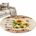 thumbnail image 2 of Area Rug 48in, Farm Watercolor Sunflower Bee Floor Carpet Living Room Rug, Western Star Sunshine Quote Non-Slip Welcome Mat Indoor Rugs for Bedroom Dining Room, 2 of 9