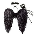 thumbnail image 1 of Alas de ángel, tocado de plumas para cosplay, ideal para fiestas de disfraces de carnaval. Negro 70cmx70cm, 1 of 9