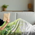 thumbnail image 3 of Green Leaf Soft Flannel Fleece Throw Blanket, Flourishing Springtime Abstract Composition with Leaves Fantasy Flora, Cozy Plush for Indoor and Outdoor Use, 70" x 90", Green Yellow White, by Ambesonne, 3 of 5