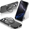 thumbnail image 1 of KOMI for iPhone 16 Pro Case 6.3", with Magnetic Ring Stand [Compatible with MagSafe] [Military Grade Protection] Slim Shockproof Translucent Protective Phone Case Black, 1 of 5