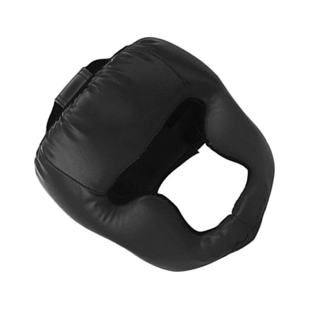 Soidarity Casco de kick boxing ajustable para un ajuste fácil y seguro Casco de kick boxing de cuero duradero Muay Thai Boxeo negro