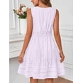 thumbnail image 2 of Merokeety Summer Dress for Women V Neck Flowy Vacation Mini Dress with Pockets Purple l, 2 of 5