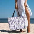 thumbnail image 3 of Wukai Lavender Flowers Print Zipper Bag,large Beach Tote Bag,Waterproof Sandproof Bag,Grocery and Picnic Tote Travel Bag, 3 of 5