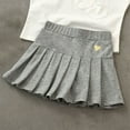 thumbnail image 3 of Girls Pleated Skirts Elastic High Waisted Cotton Comfort Shorts Skirt Heart Cute Casual Workout School Uniforms, Gray, 7 Years, 3 of 4