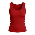 thumbnail image 5 of JULMCOMO Ribbed Tank Tops for Women Scoop Neck Slim Fit Casual Tank Tops Sleeveless Solid Comfy Summer Shirts Red 2XL, 5 of 6