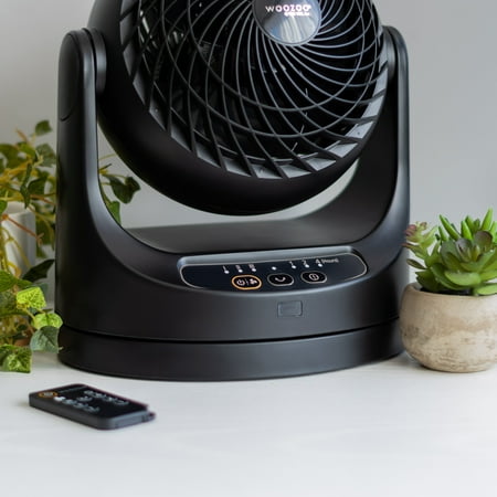 Woozoo - Oscillating Air Circulator Fan with Remote - 3 Speed with Timer - Small Room 157 ft² - Black