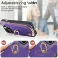 thumbnail image 6 of Feishell for iPhone 12 Wallet Case, Zipper Purse with 360 Rotatable Ring Kickstand, Premium PU Leather Shockproof Magnetic Buckle Credit Card Slots Holder Phone Case for Women Men,Purple, 6 of 9