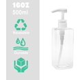 thumbnail image 5 of 12 Pack 16 oz Plastic Pump Bottles, Clear Refillable Shampoo & Soap Dispenser Set, Square PET Lotion Bottles with Locking Pump for Bathroom, Kitchen, Cleaning Supplies, 5 of 9