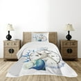thumbnail image 4 of Ambesonne Compass Quilted Bedspread Set 2 Pcs, Watercolor Nautical, Twin Size, Navy Blue Eggshell, 4 of 5