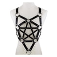 thumbnail image 5 of PU Leather Body Harness Fetish Punk Goth Metal Rivet Belt Strap Pentagram Bra, 5 of 5