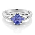 thumbnail image 2 of Gem Stone King 925 Sterling Silver Blue Tanzanite 3 Stone Engagement Ring for Women | 1.24 Cttw | Oval 8X6MM | Round 2MM | Gemstone December Birthstone | Size 9, 2 of 4