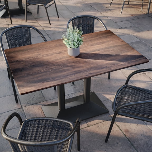Flash Furniture 30" x 48" Dark Brown Indoor Outdoor TopGuard HPL Wrapped Tabletop, Seamless Edge, Scratch & Stain Resistant, Commercial Grade