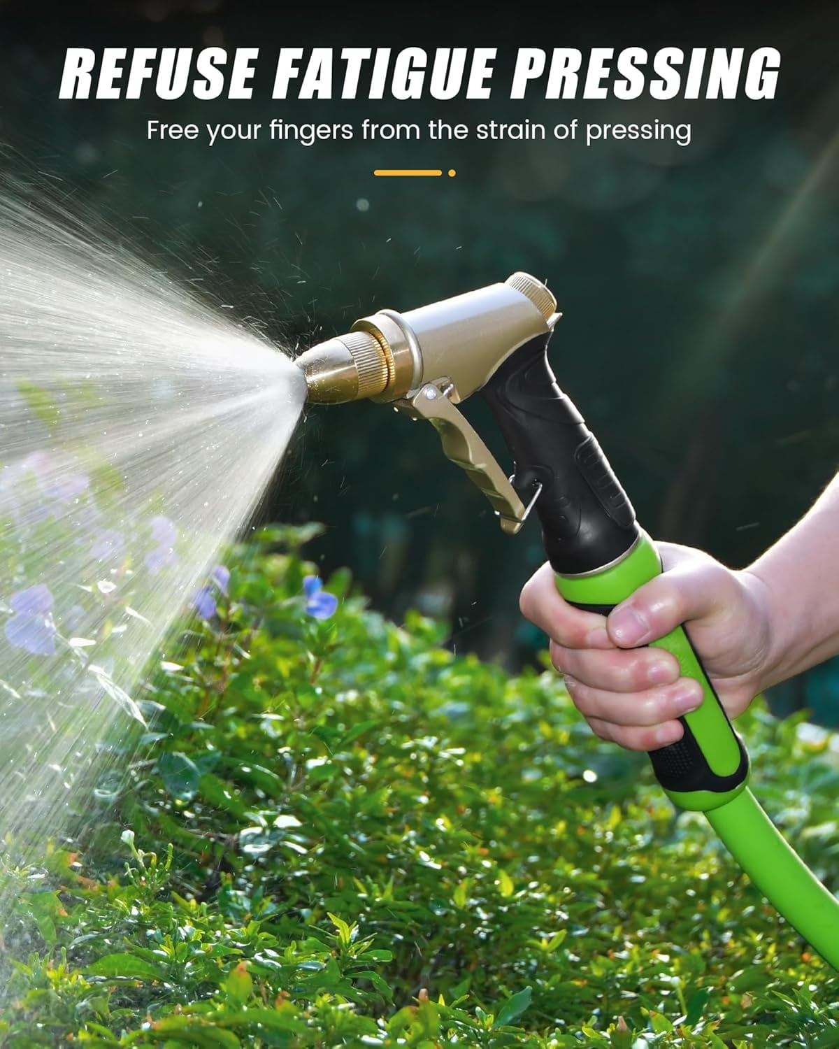Garden Hose Nozzle, Upgraded Heavy Duty Metal Spray Nozzle, High Pressure Water Nozzle with Adjustable Spray Patterns for Watering Plants, Car Washing, and Pet Showering