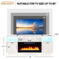 thumbnail image 5 of BREEZEHEAT Electric Fireplace TV Stand-70 inch TV Stand with 36" Electric Fireplace-Living Room Tv Cabinet with Storage for TVs Up to 80"-Led Entertainment Center，Modern Media Console (White), 5 of 9