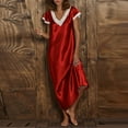 thumbnail image 2 of CALAFEBILA Pajama Ladies Pajama Summer Long Nightgowns Sleepwear Maxi Silk Solid Smooth Stain Nightgowns for Women, 2 of 8