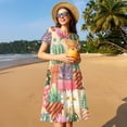thumbnail image 4 of Lsque Succulent And Cactus Print Women's Casual Dress T-Shirt Summer Short Sleeve Scoop Neck Swing Dresses, 4 of 6