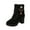Black, variant on Women's Ankle Boots Mid Chunky Heeled Booties Casual Comfortable Fleece Fall Winter Round Toe Short Boots for Women Black 7(39)