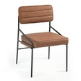 thumbnail image 3 of Becker Brown Faux Leather Dining Chair with Black Iron Legs, 3 of 8