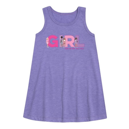 

Barbie - Girl Strong Kind Brave Bold and Fearless - Toddler and Youth Girls A-line Dress
