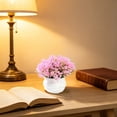 thumbnail image 4 of Dongrere Small Artificial Potted Shrub, Plastic Fake Greenery Plant with White Pot for Home Office Desk Bathroom Tabletop Decor, Pink, 4 of 9