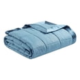 thumbnail image 3 of Madison Park Cambria Fabric Down Alternative Blanket w/ Satin Trim in Slate Blue, 3 of 8
