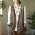 thumbnail image 2 of idosla Womens Floral Crochet Lace Boho Trim Sleeveless Open Front Vest Cardigan (Brown, One Size), 2 of 5