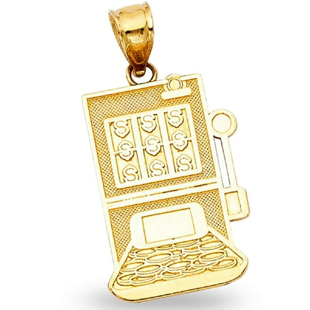 Gemapex Casino Slot Machine Pendant Solid 14k Yellow Gold Good Luck Charm Diamond Cut Milgrain 21 X 15 Mm Walmart Com Walmart Com