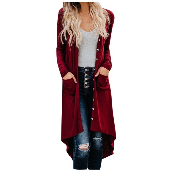 Ozmmyan Womens Cardigan Sweater Fall Winter Long Sleeve Solid Cardigan Autumn Casual Coat