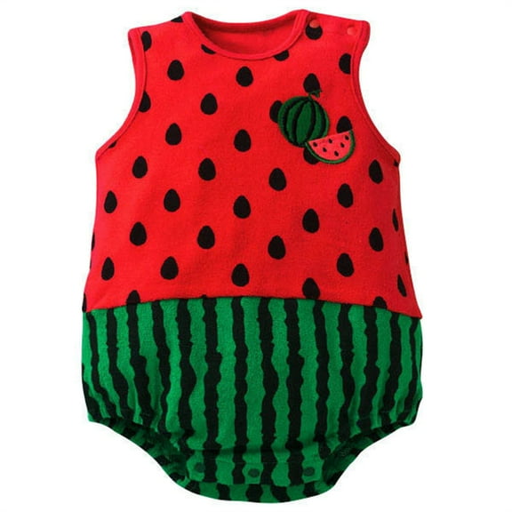 Splozh Newborn Baby Unisex Cotton One Piece Boys Girls Sleeveless Animal Cartoon Prints Romper Bodysuits Clothes Tank Romper Red,12-18 Months