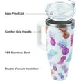 thumbnail image 3 of 40 oz Tumbler with Handle and Straw, Stainless Steel Insulated Cup with Leak Proof Lid and Straw Lid, Keep Drinks Cold and Hot for Hours(Pineapple), 3 of 6