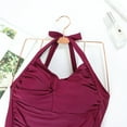 thumbnail image 4 of SWSMCLT Women's One Piece Bathing Suit Beach Padded Fashion Swimsuit Swimsuit Full Coverage Swimming Boyleg Burgundy Large, 4 of 4