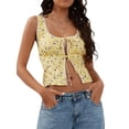 thumbnail image 2 of Yunliwuli Women's Crop Tank Tops Slim Floral Print Square Neck Open Front Tie-Up Backless Sleeveless Shirt for Summer, 2 of 9