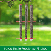 Songbird Essentials Bird Feeder Bird Seed Thistle Finch Feeder 3 Tube Red