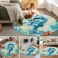 thumbnail image 5 of Round Area Rug 3.3 Ft, Sea Seahorse Coastal Washable Non-Slip Circle Carpet for Living Room/Bedroom, Turquoise Nautical Summer Coral Vintage Low-Profile Small Kitchen Mats Collection Rugs for Indoor, 5 of 7