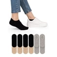 thumbnail image 4 of HUGH UGOLI Women Bamboo No Show Socks | Non Slip Invisible Liner Socks | Soft, Thin & Seamless Low Cut Socks | Black / Light Gray | Shoe Size 6-9 | 6 Pairs, 4 of 7