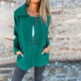 thumbnail image 2 of Women's Overcoat Loose Button Down Outerwear Coat Casual Long-Sleeve Jacket for Fall and Winter Green 3XL, 2 of 7