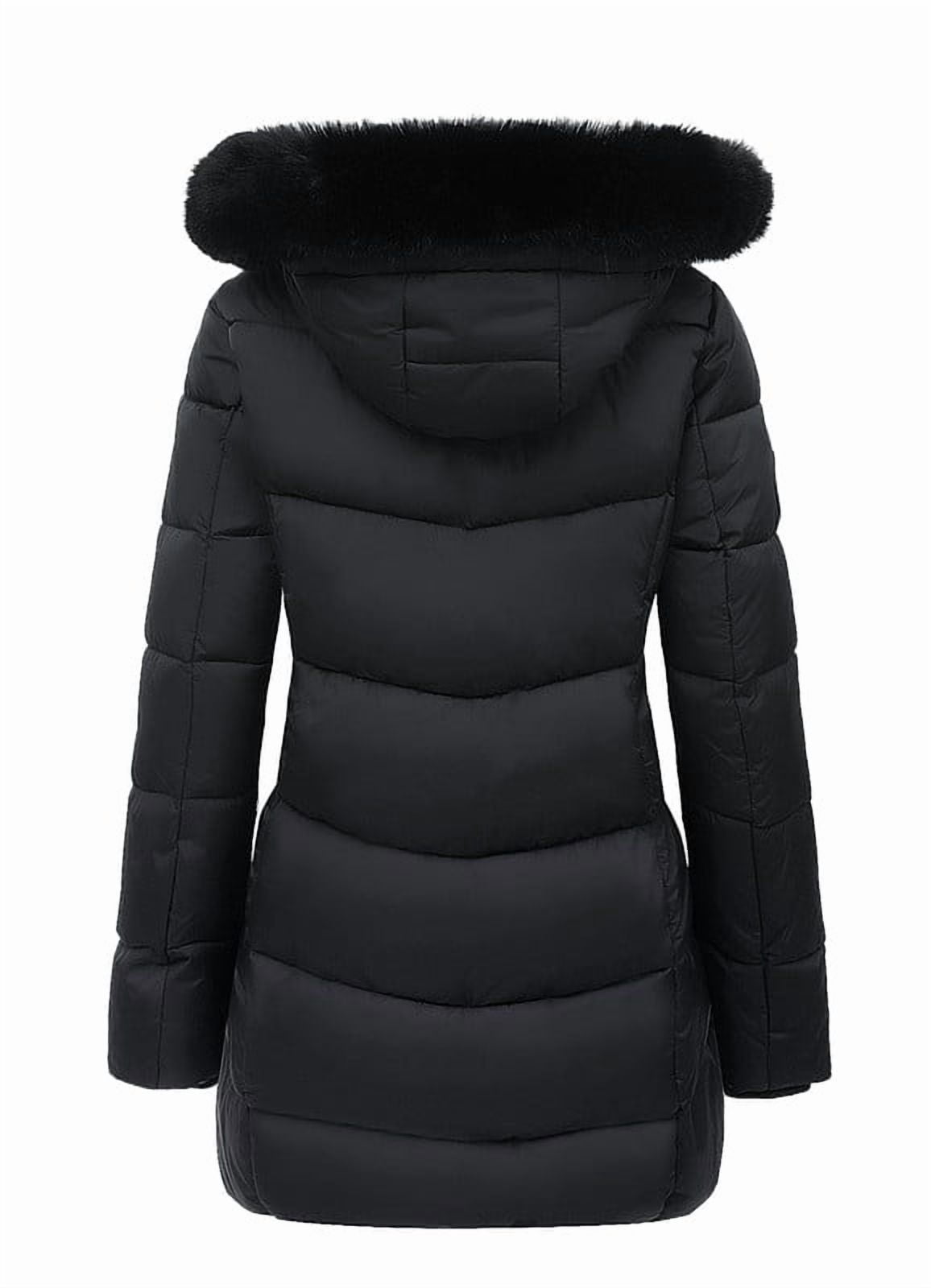 Women's Winter Down Coats Waterproof Thicken Hooded Insulated Quilted Puffer Jacket, Black XL