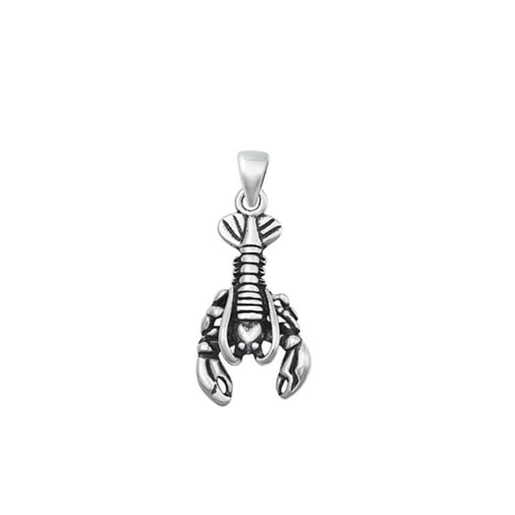Sterling Silver Oxidized Lobster Charm Ocean Sea Pendant .925 New Jewelry Female Unisex
