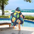 thumbnail image 3 of Yayeee Kids Hooded Towels Toddler Soft Absorbent Beach Bathing Wrap 50" x 23.5", Green Cubes, 3 of 5