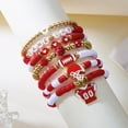 thumbnail image 3 of Football Fan Bracelet Game Day Sports Charm Bracelet Stackable Bohemian Style Jewelry Gift for Men Women Sports Enthusiasts Red Accessory, 3 of 8