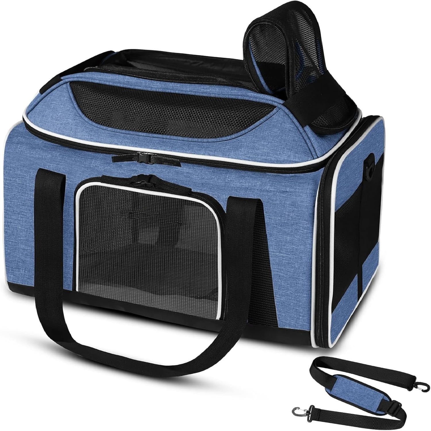 Top-Expandable Pet Carrier 18x13x9.5 Inches Southwest Airline Approved Soft-Sided Carrier for Small Cats and Dogs with Locking ty Zippers and Anti-Scratch Mesh