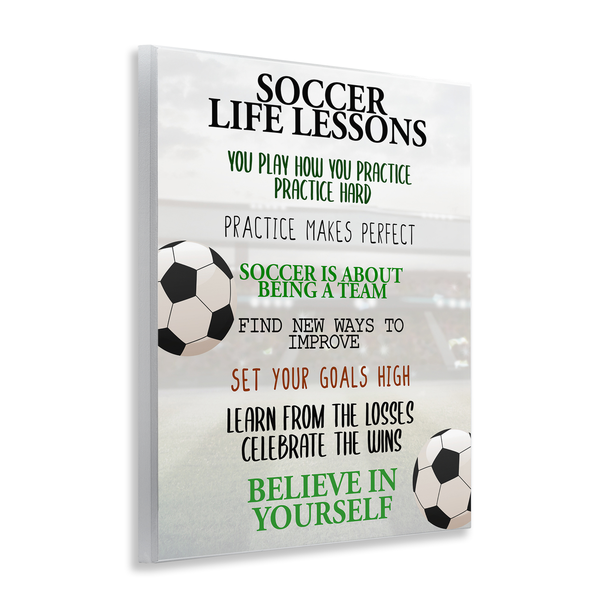 Soccer Life Lessons Wall Plaque Art, design by Kim Allen