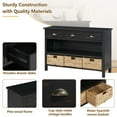 thumbnail image 5 of 3-Tier Wood Console Table with 3 Drawers,Retro Entryway Table Hallway Table with 3 Woven Baskets for Living Room, Hallway, Foyer,Office,Espresso, 5 of 7